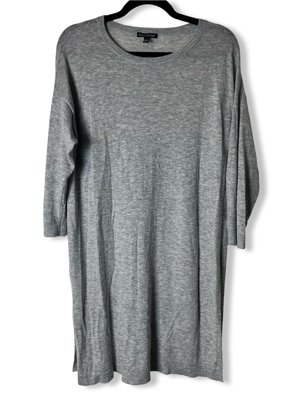 Eileen Fisher Heather Gray Tencel Merino Alpaca Sweater Dress Sz S/P
